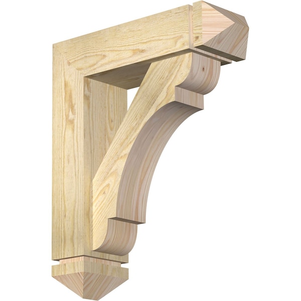 Ekena Millwork Olympic Arts and Crafts Rough Sawn Bracket w/ Offset Brace, Douglas Fir, 6"W x 20"D x 24"H BKT0604X20X24OLY03RDF - main